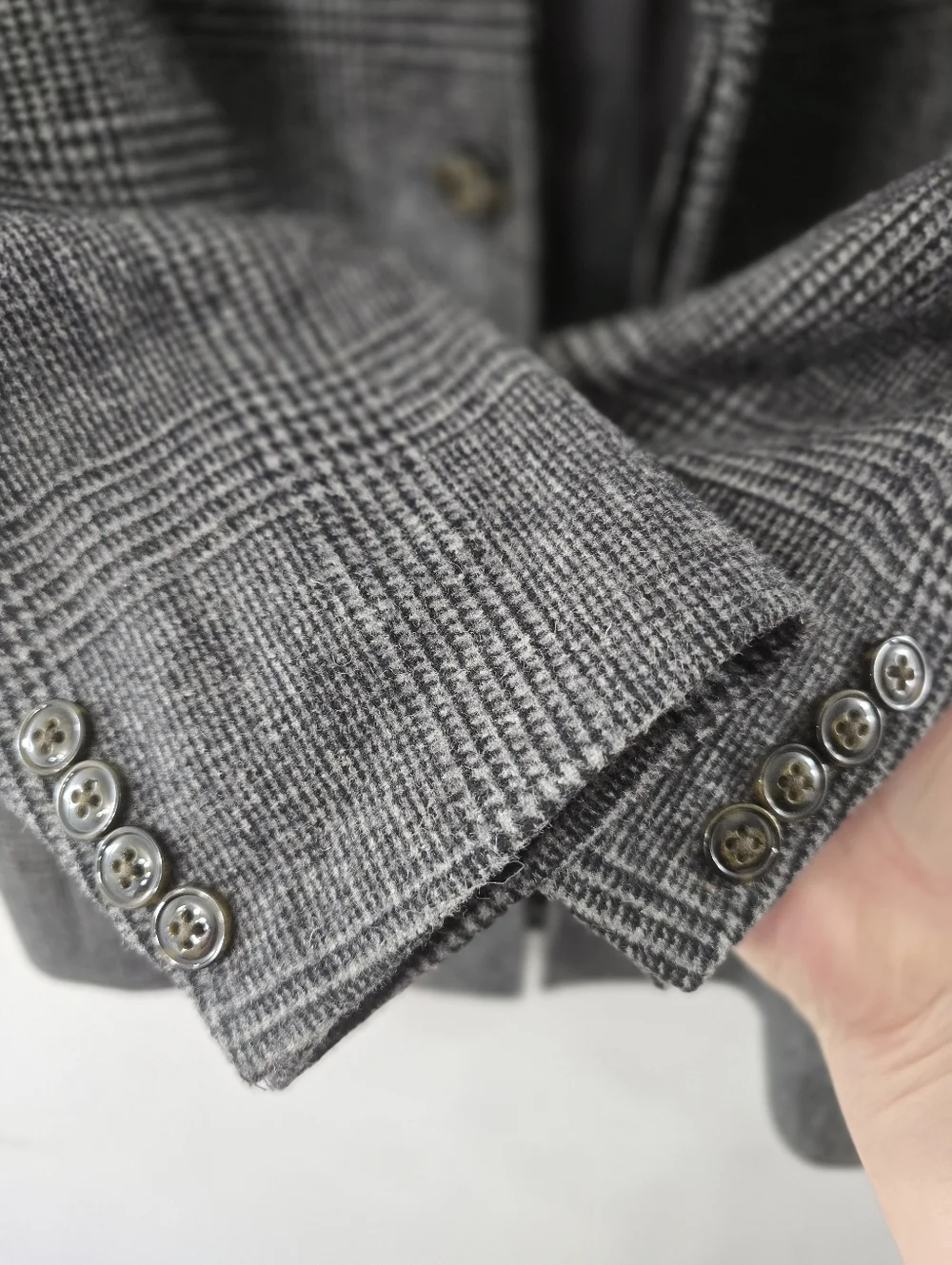 Ralph Lauren Glen Plaid Wool Blend Big Boys Overcoat Hidden Button Velvet Sz 16R